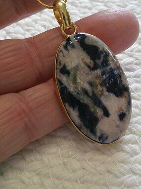 Gorgeous SODALITE Handmade Gold Plated Pendant/Chain #434E